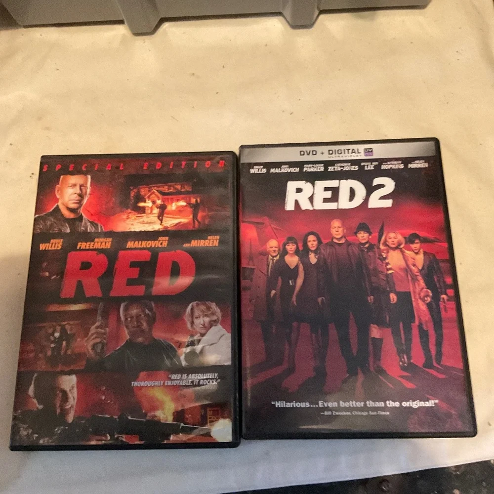 DVD’s - Red and Red 2 with Bruce Willis, Helen Mirren and Morgan Freeman. V20